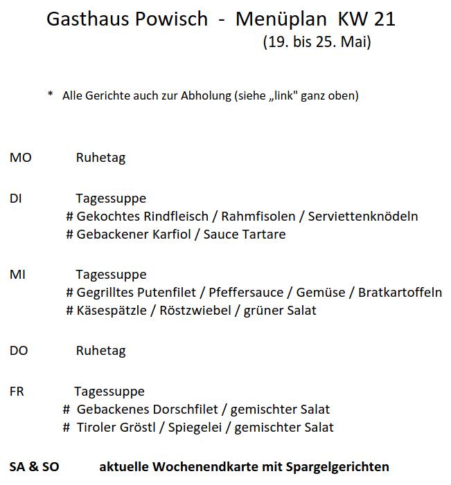 aktueller Menüplan