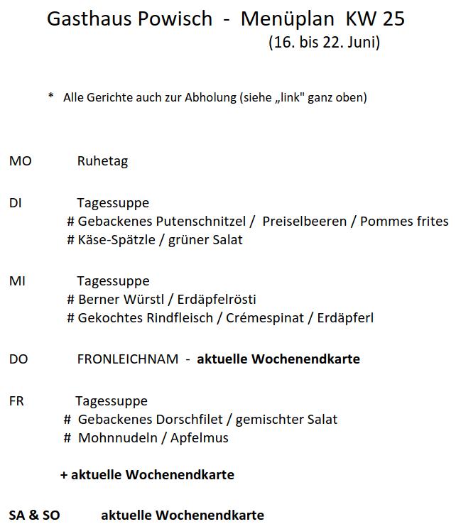aktueller Menüplan
