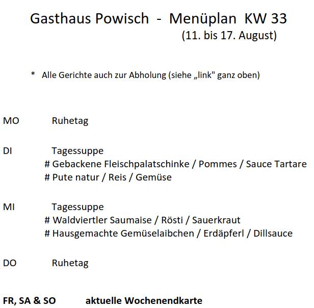 aktueller Menüplan
