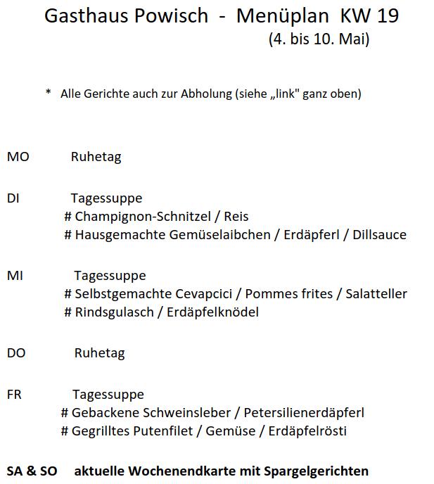 aktueller Menüplan