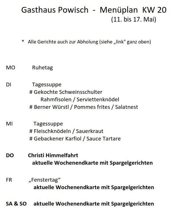 aktueller Menüplan