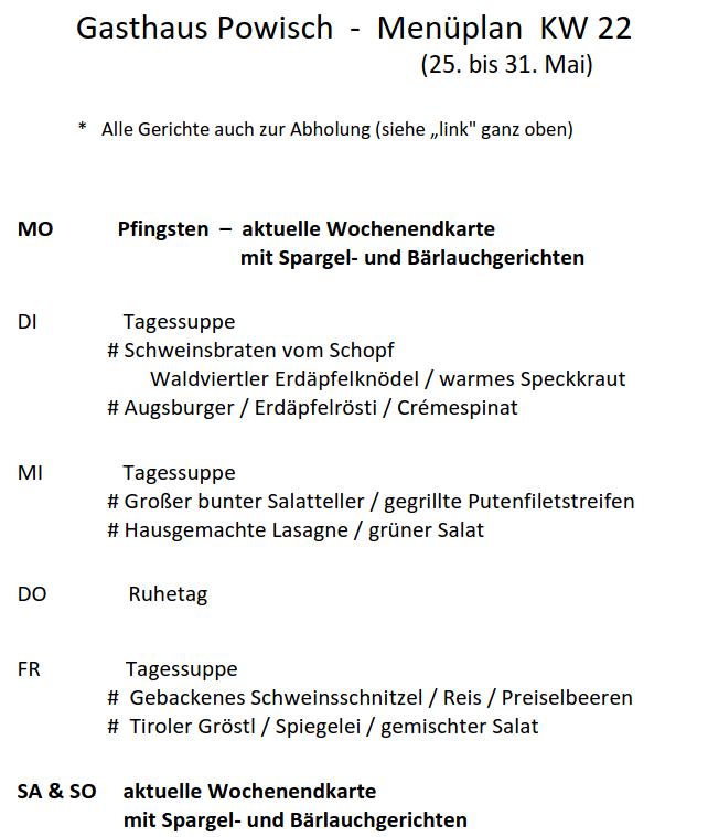 aktueller Menüplan