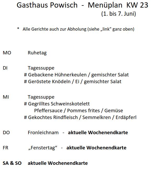 aktueller Menüplan