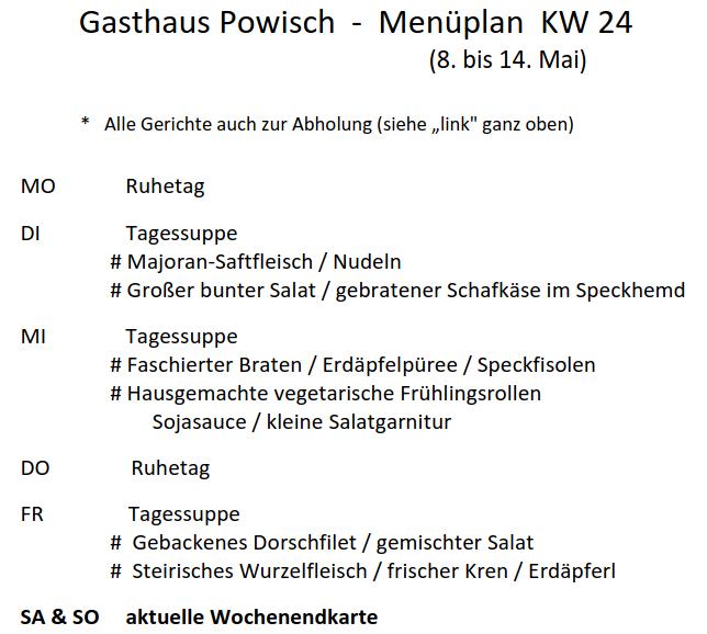 aktueller Menüplan