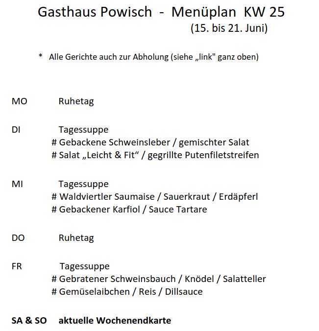 aktueller Menüplan