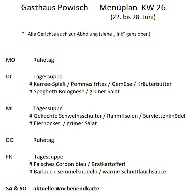 aktueller Menüplan