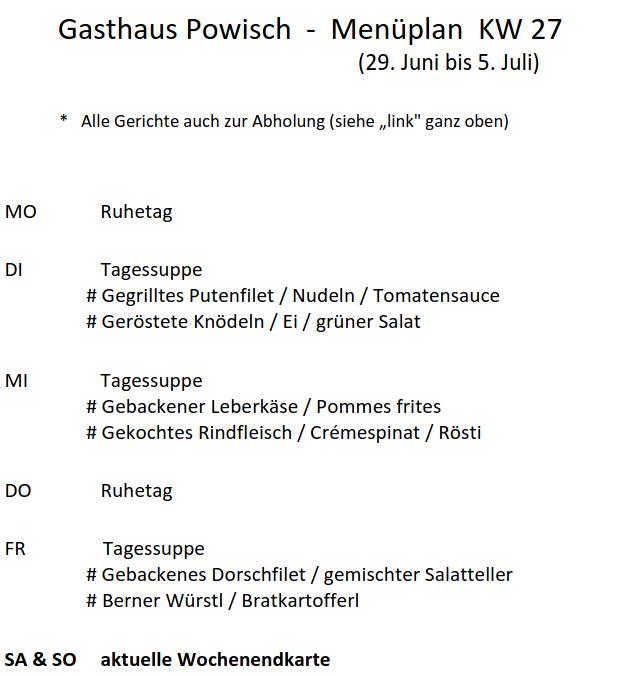 aktueller Menüplan
