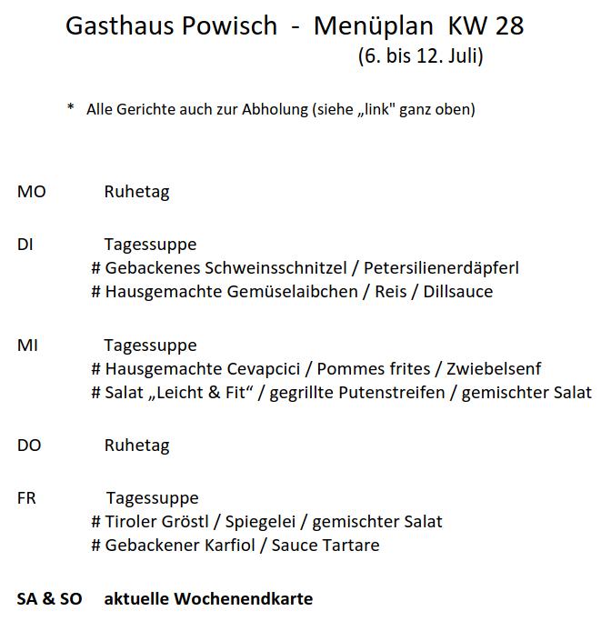 aktueller Menüplan