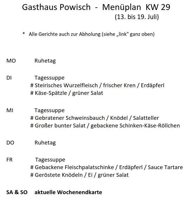 aktueller Menüplan