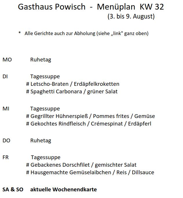 aktueller Menüplan