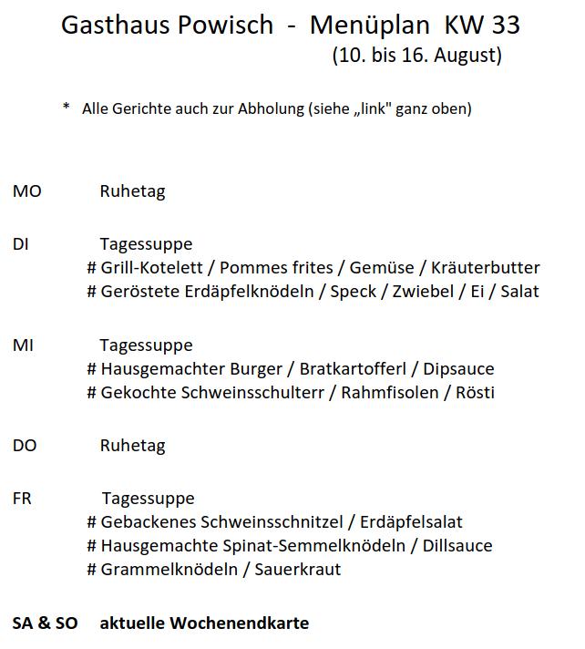 aktueller Menüplan