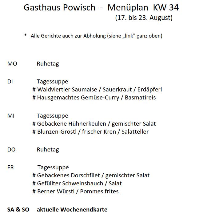 aktueller Menüplan