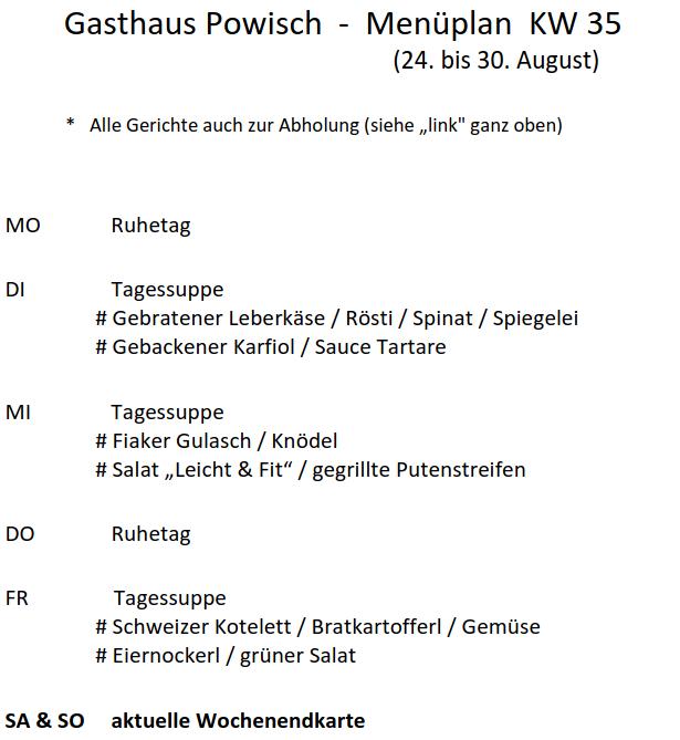 aktueller Menüplan