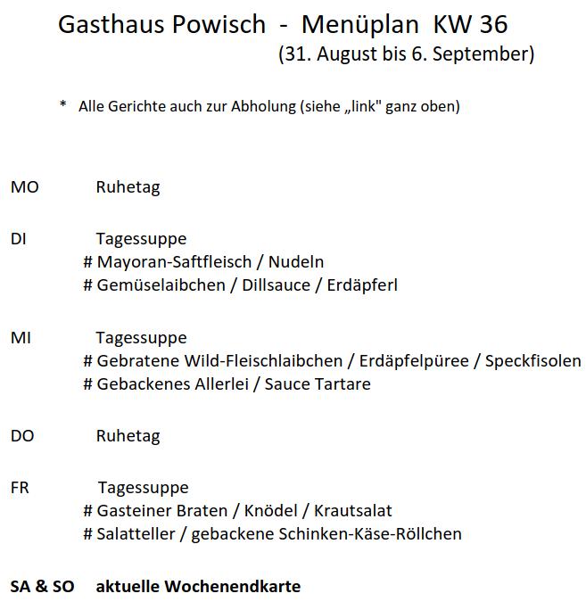 aktueller Menüplan