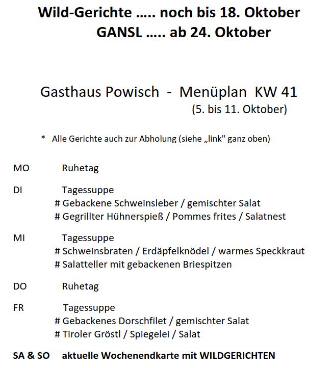 aktueller Menüplan